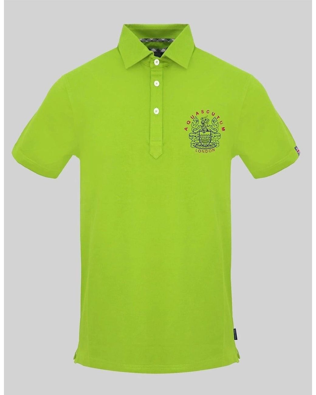 Aquascutum Green Collared Neck Short Sleeve Polo Shirt for men