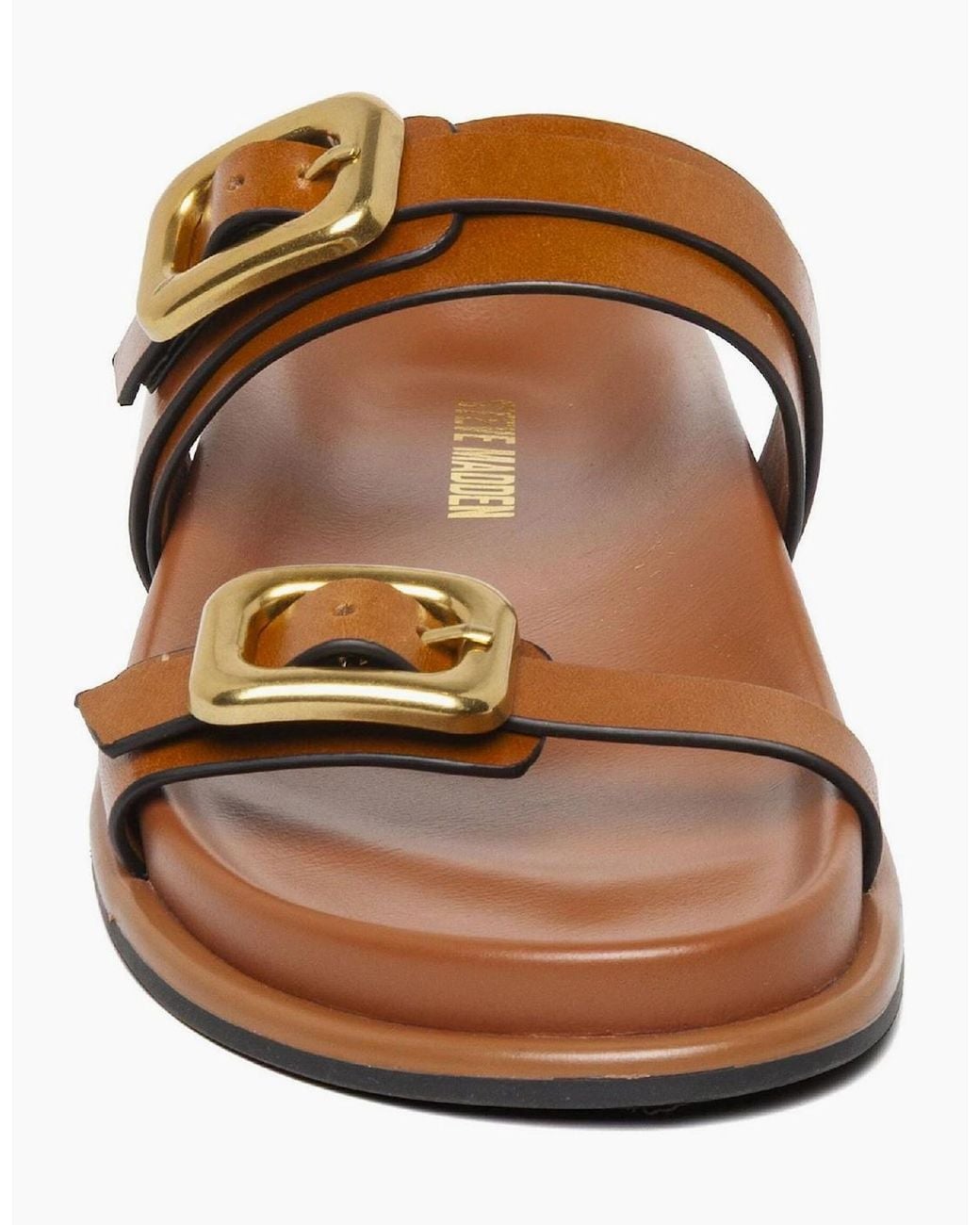 Steve Madden Brown Zaz Open Toe Flat Slide Sandals