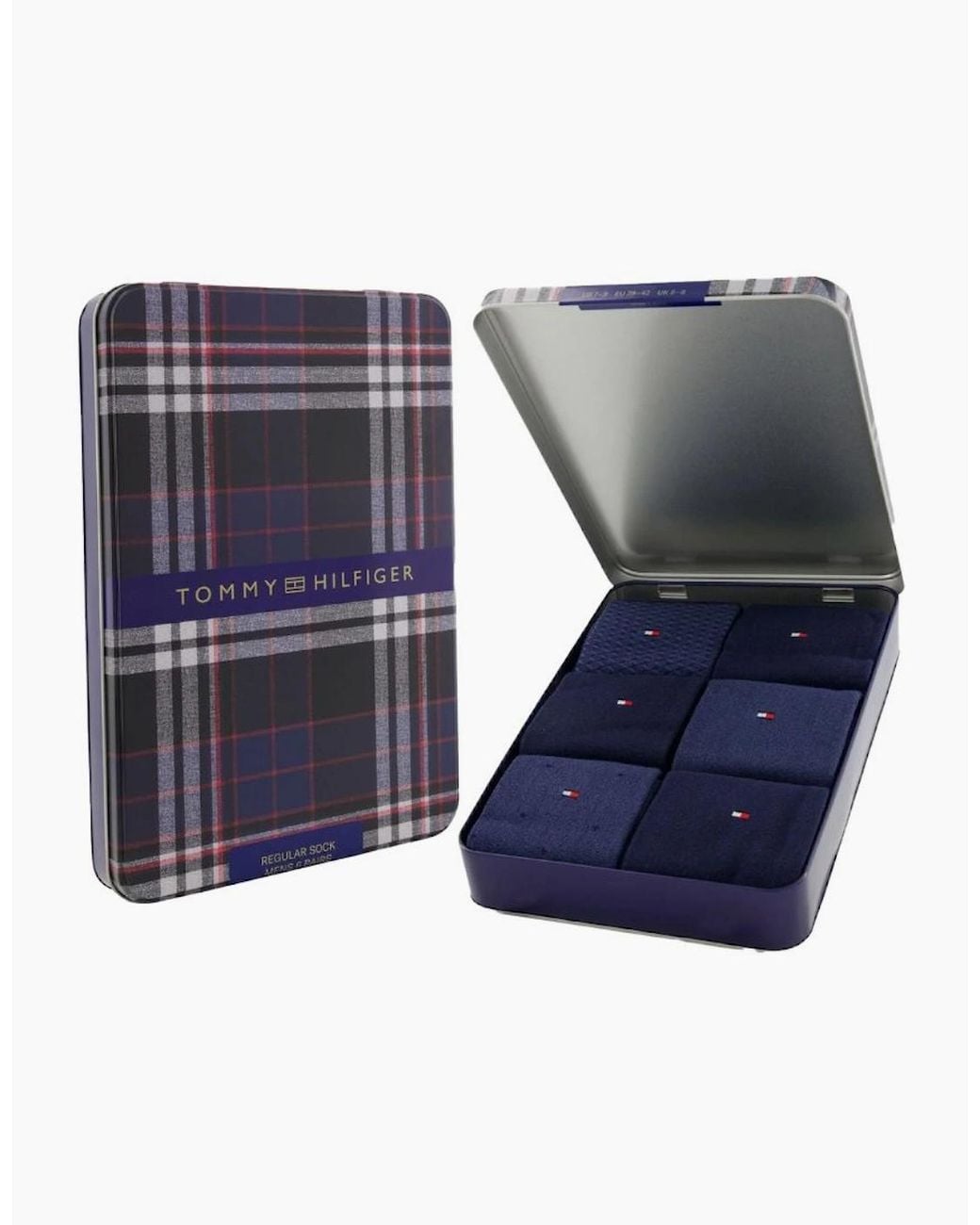 Tommy Hilfiger Blue 6 Pack Giftbox Birdeye Crew Socks for men