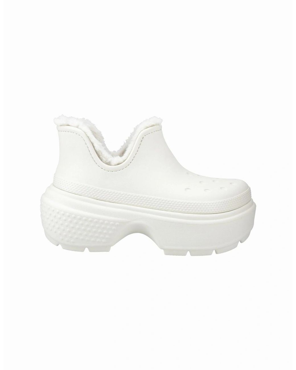 CROCSTM White Stomp Shorty Synthetic Linen Boots