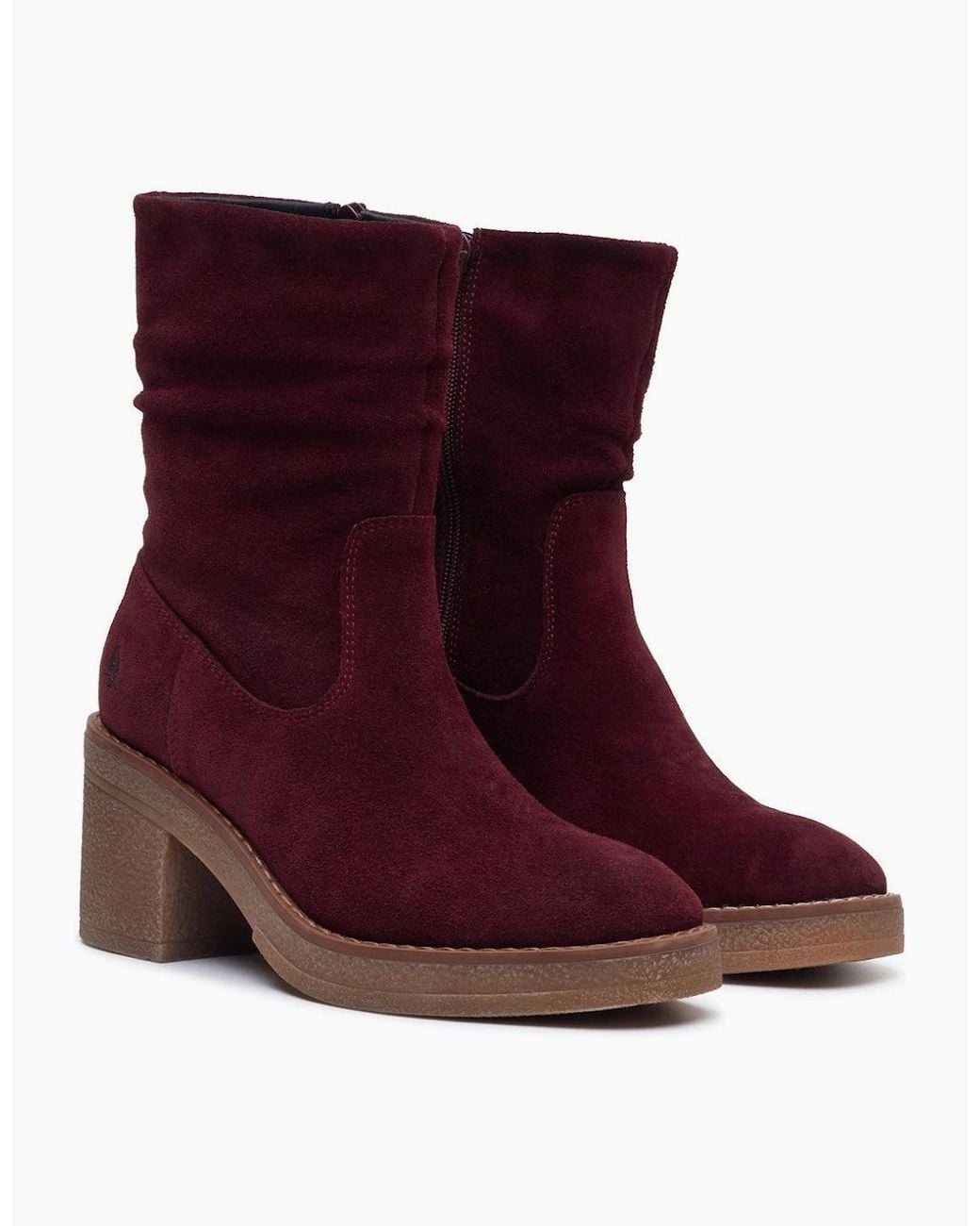 Hush Puppies Blue Flora Ruched Boot Mid Calf Boots Plum