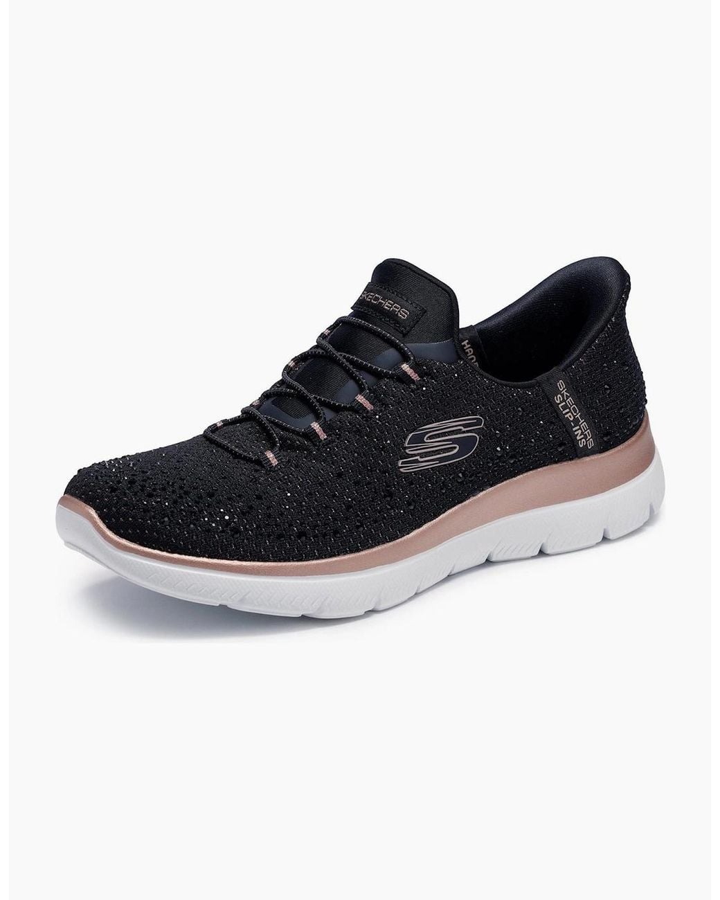 Skechers Black Summits Brilliant Shine Mesh/Rose Trim Trainers
