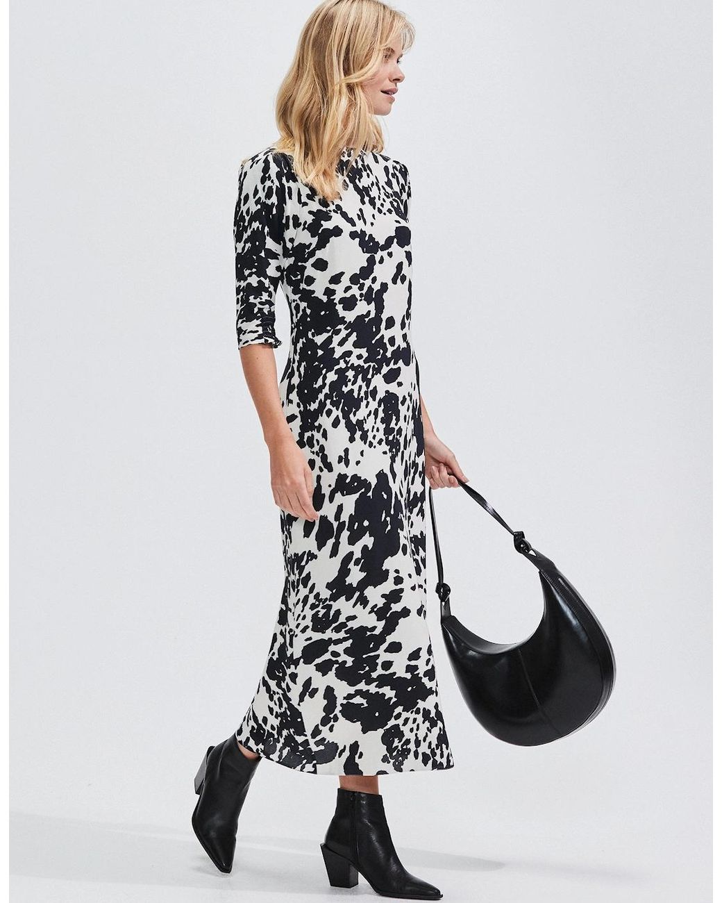 Ro&zo White Animal Print Midi Dress