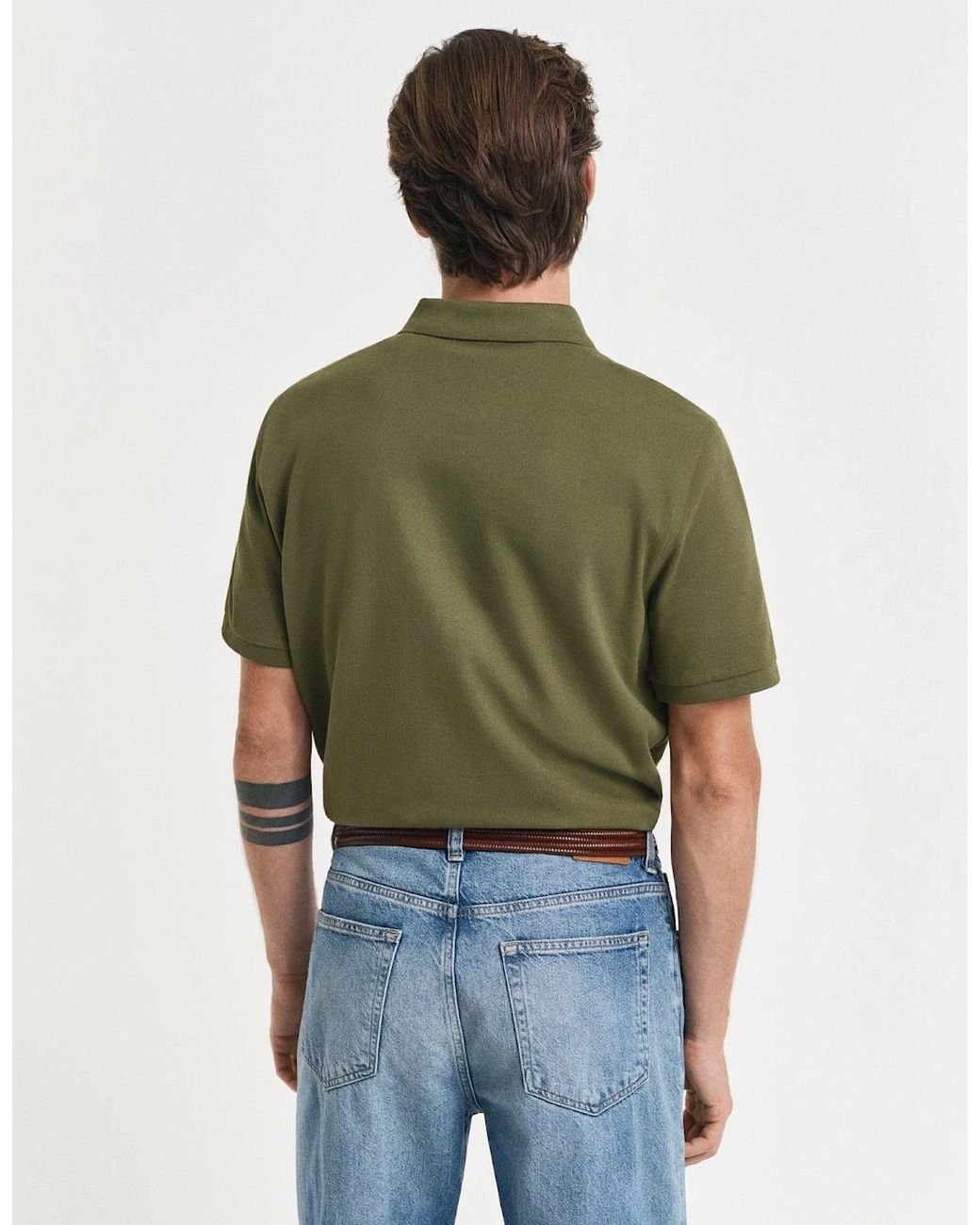 Gant Green Regular Fit Short Sleeve Shield Logo Pique Polo for men