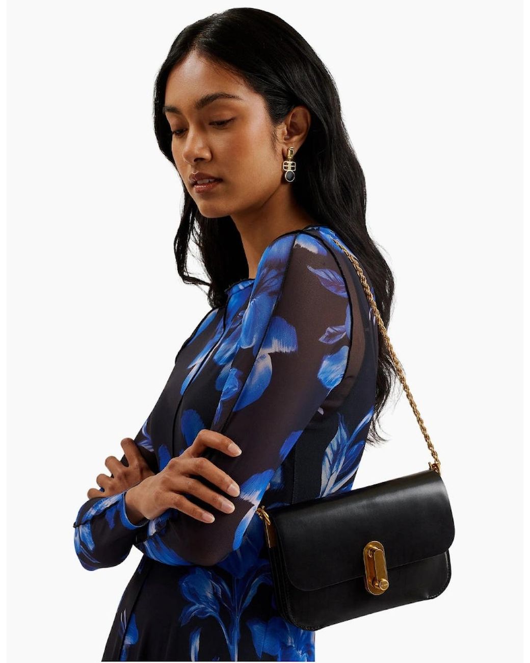 Ted Baker Black Kkaysa Polished Small Leather Crossbody Bag
