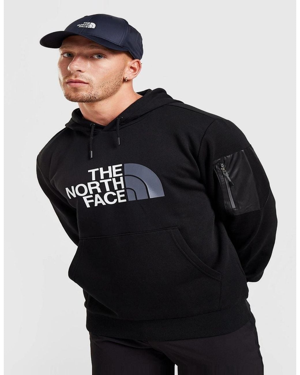 The North Face Black Inc Bondi Woven Pocket Pullover Hoodie for men