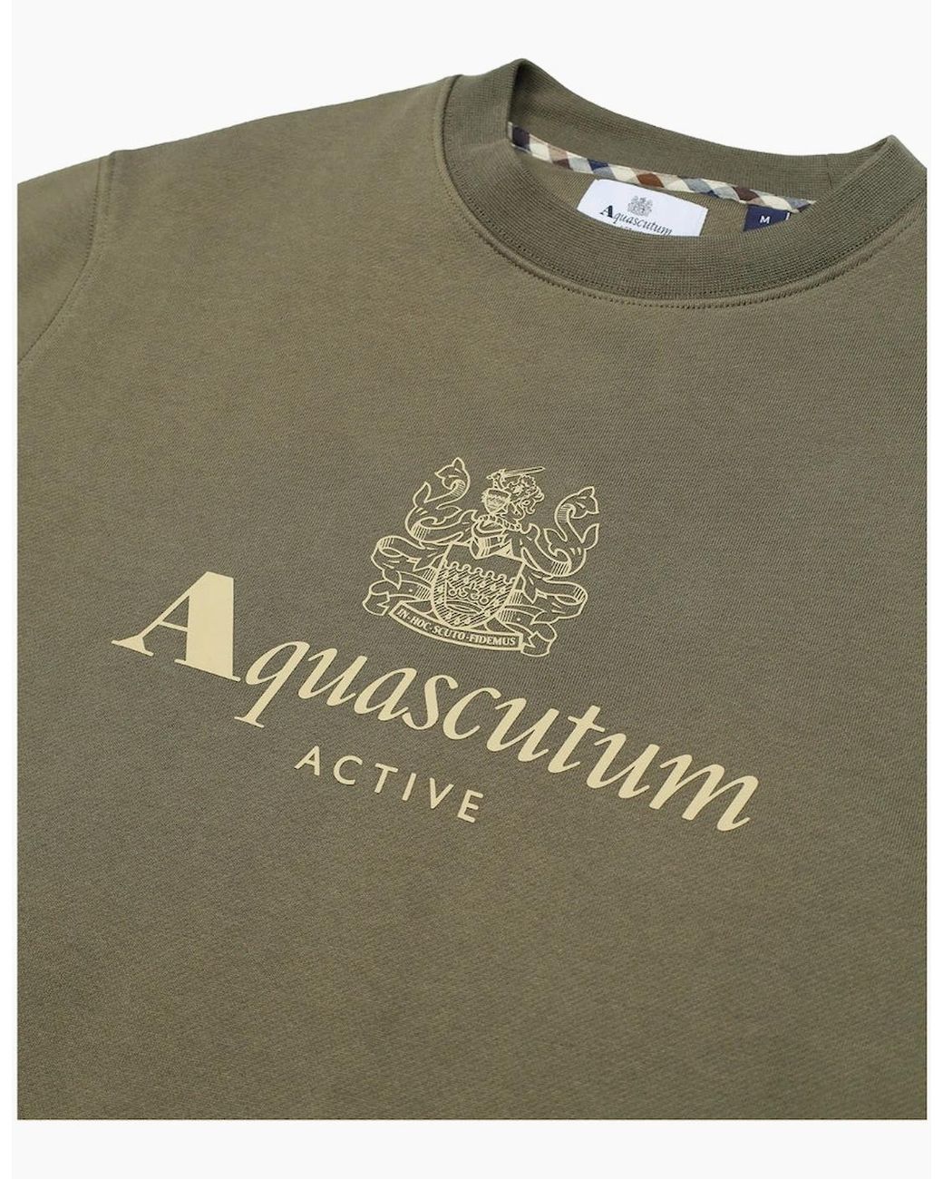 Aquascutum Green Active Big Logo Crewneck Army for men