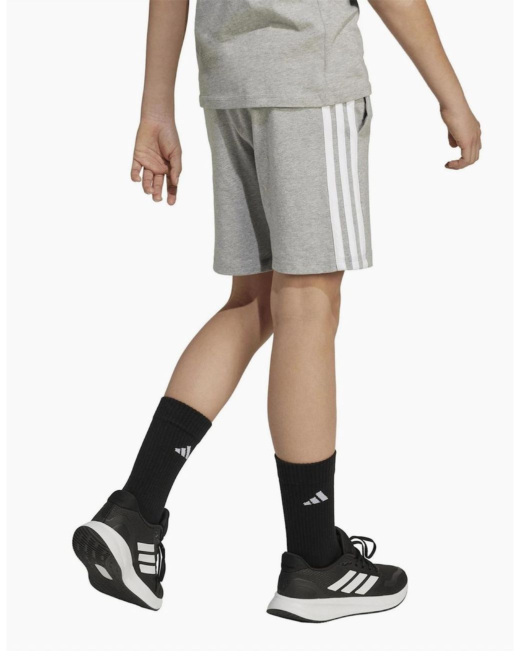 Adidas Gray Essentials 3 Stripe Jersey Short Juniors