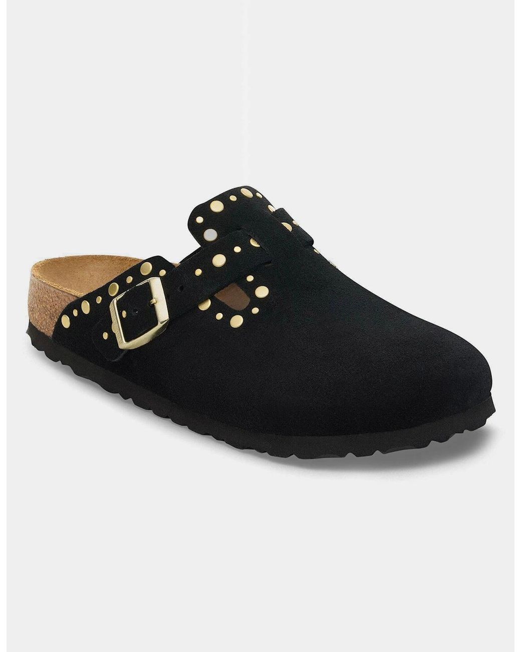 Birkenstock Boston Black Rivet Suede Leather Clogs