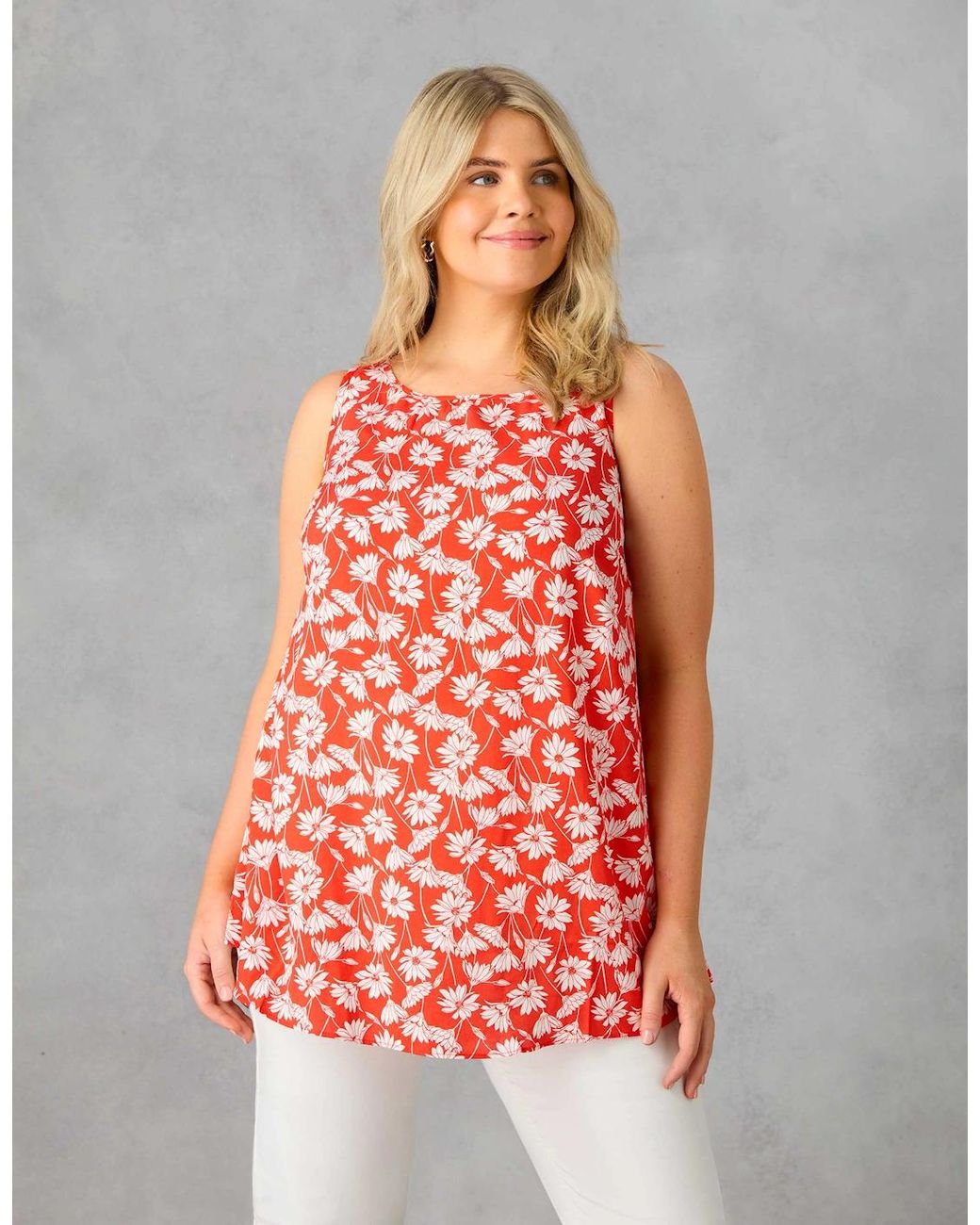 Live Unlimited London Red Floral Print Vest