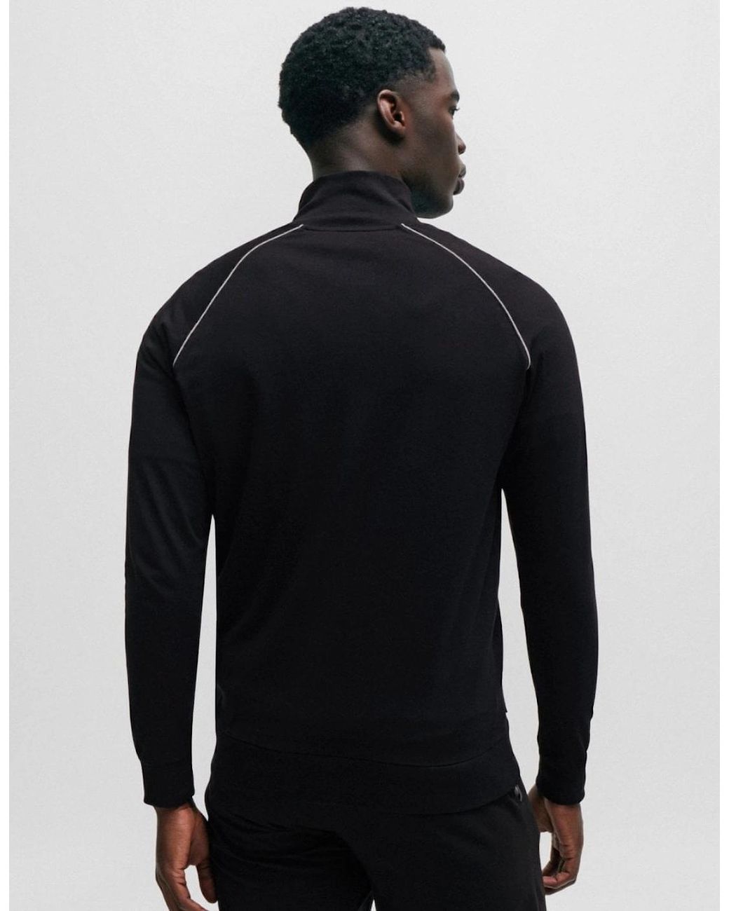 Boss Blue Boss Mix & Match Stretch Cotton Zip-Up Jacket With Logo Detail for men