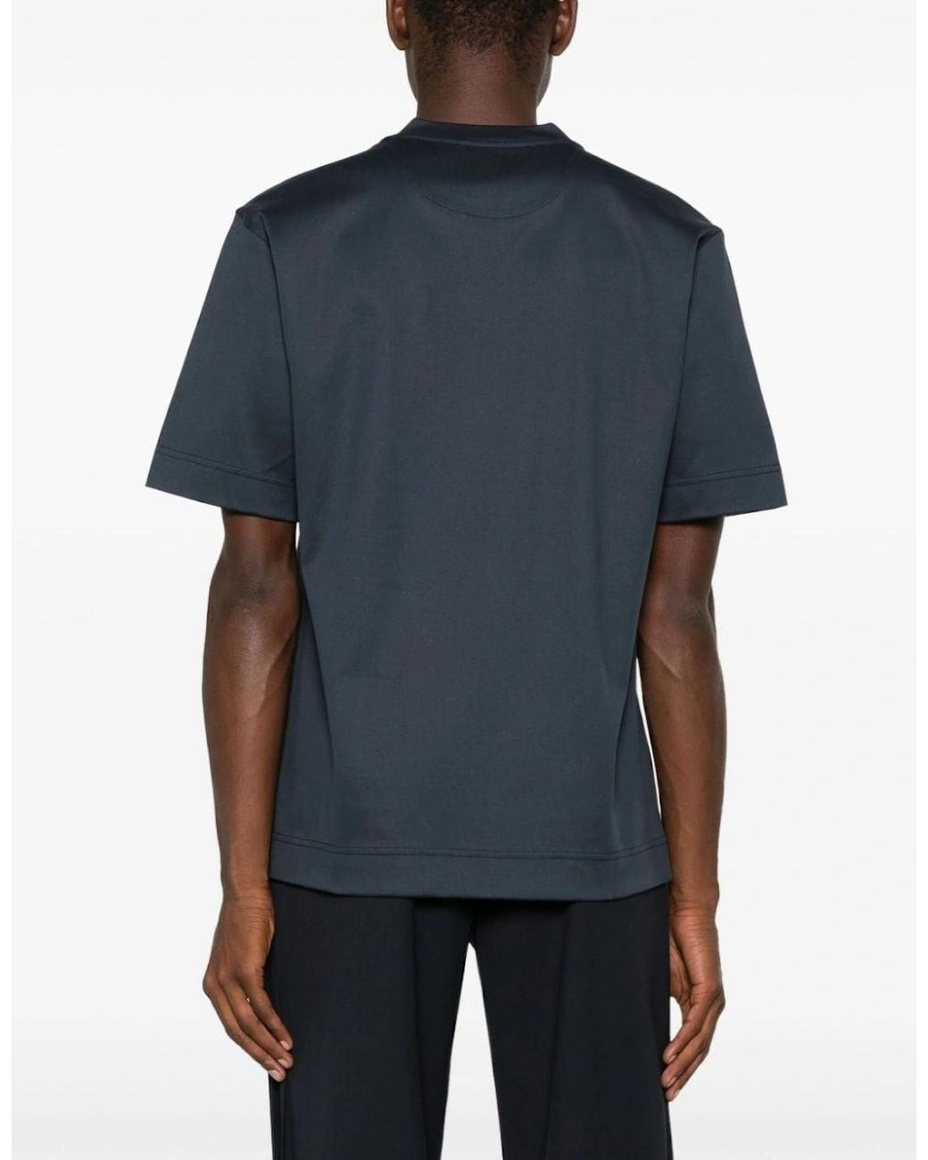 Fendi Blue Ff Metal Detail Plaque T-Shirt for men