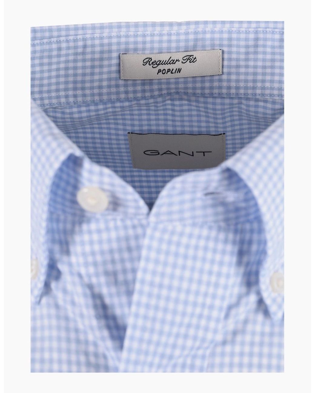Gant Blue Reg Classic Poplin Gingham Shirt Light for men