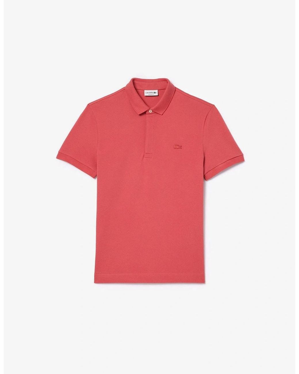 Lacoste Red Regular Fit Paris Stretch Piqué Polo Shirt for men