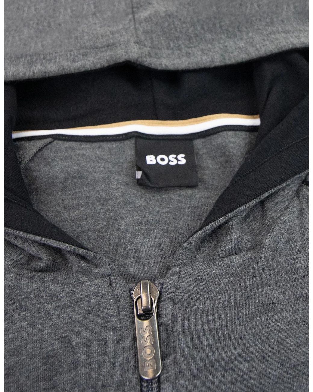 Boss Gray Mix & Match Logo Zip Up Jacket Dark 010 for men