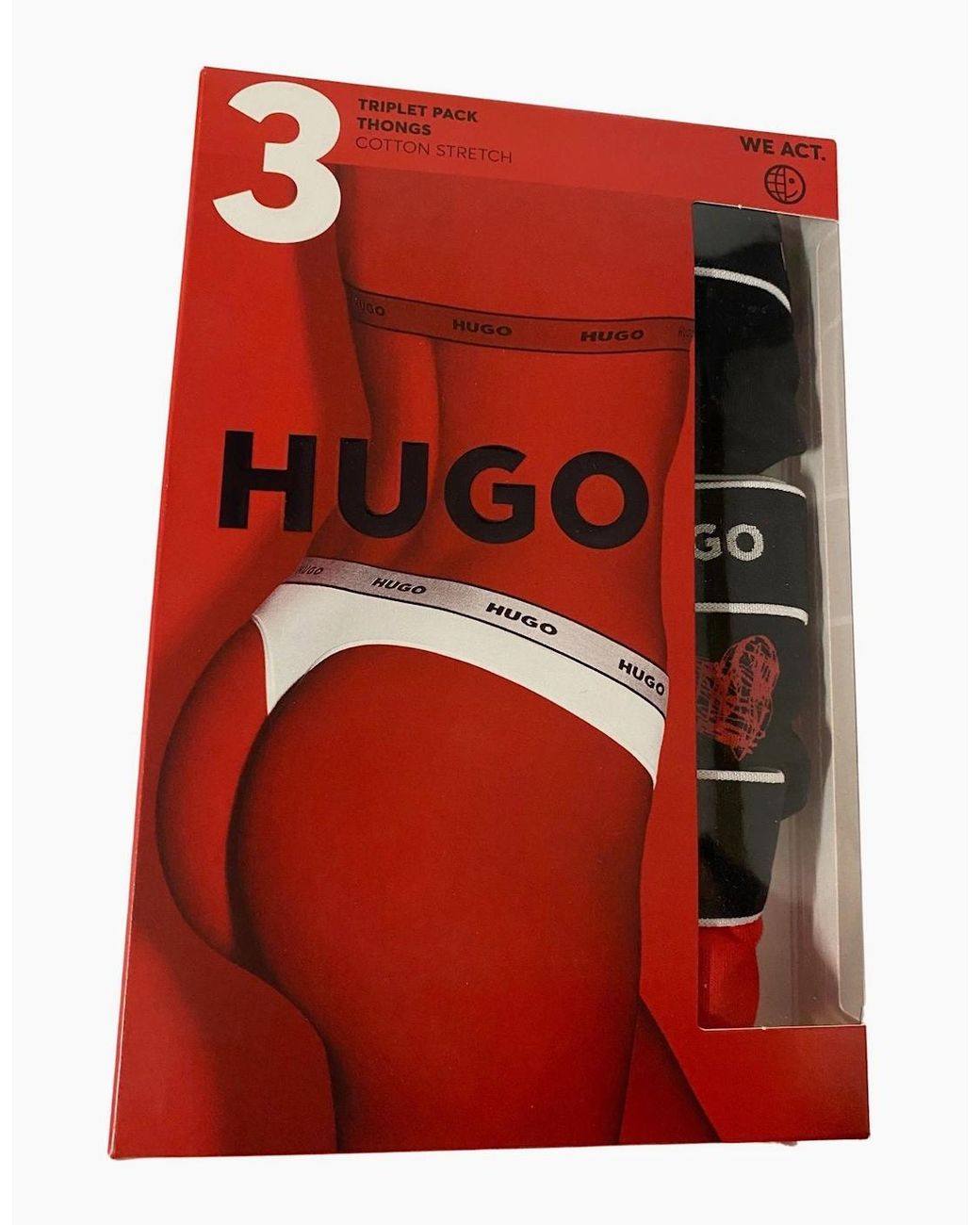 Boss Black 3-Pack Classic Logo Hearts Print Thongs