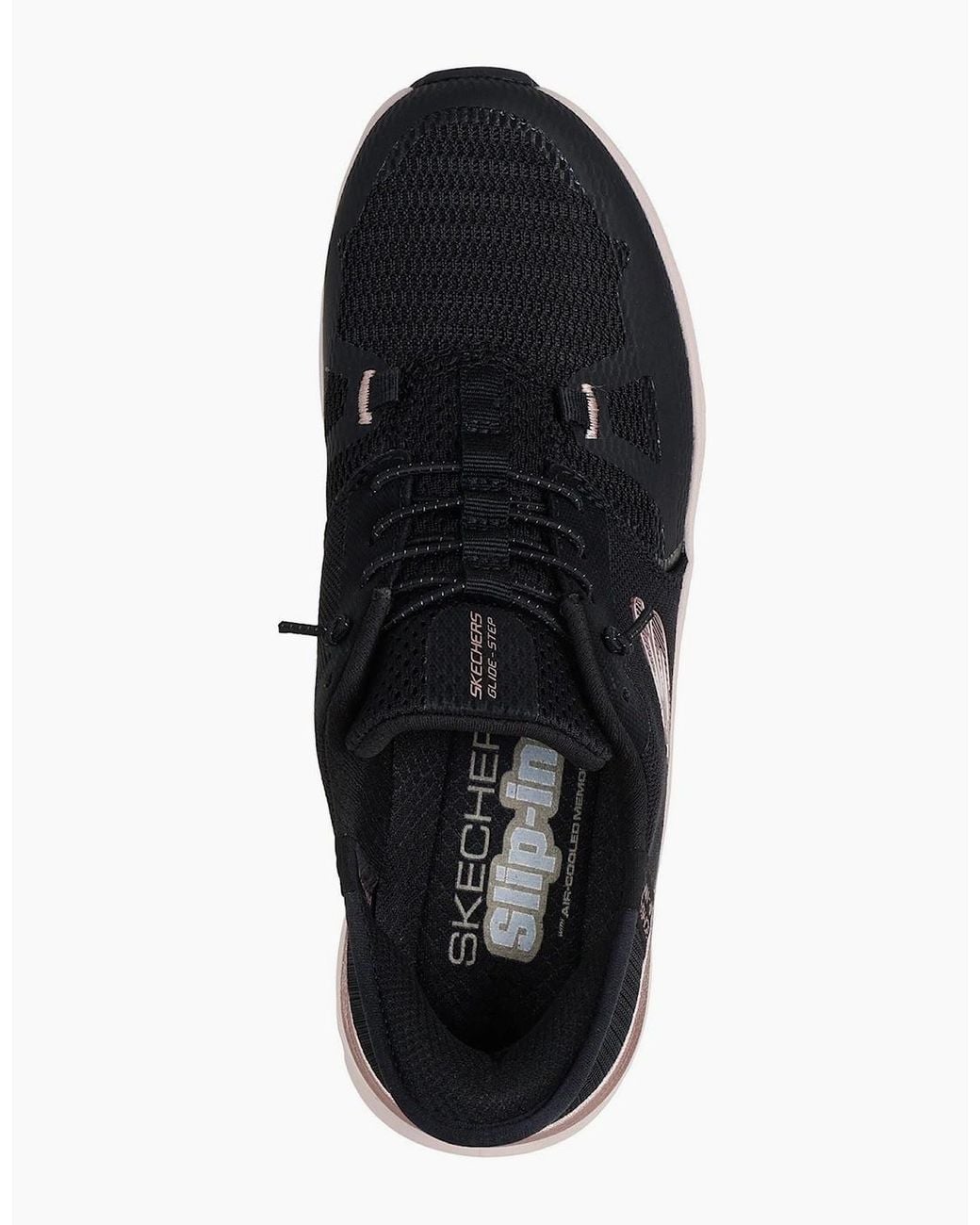 Skechers Black Glide-Step Pro Radiant Stride Mesh/Rose Trim Trainers