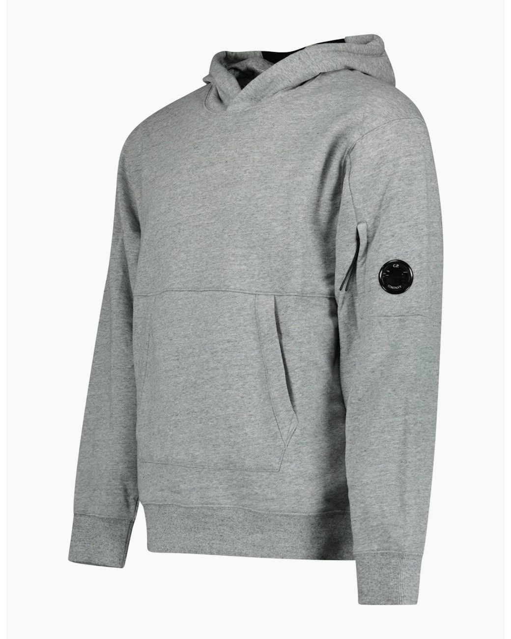 C P Company Gray Micro Lens Diagonal Raised Hoodie Stone for men