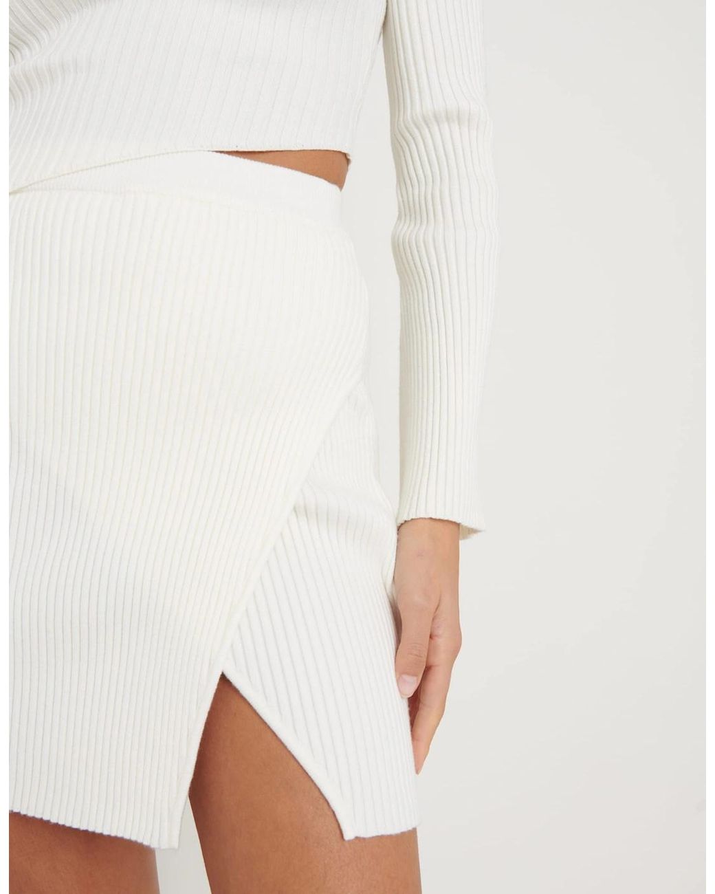 Pretty Lavish White Lakelyn Wrap Mini Knit Skirt