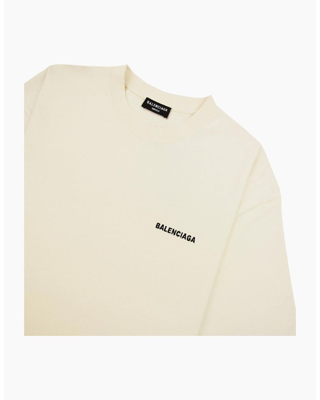 Balenciaga Natural Logo Crewneck T Shirt Off for men