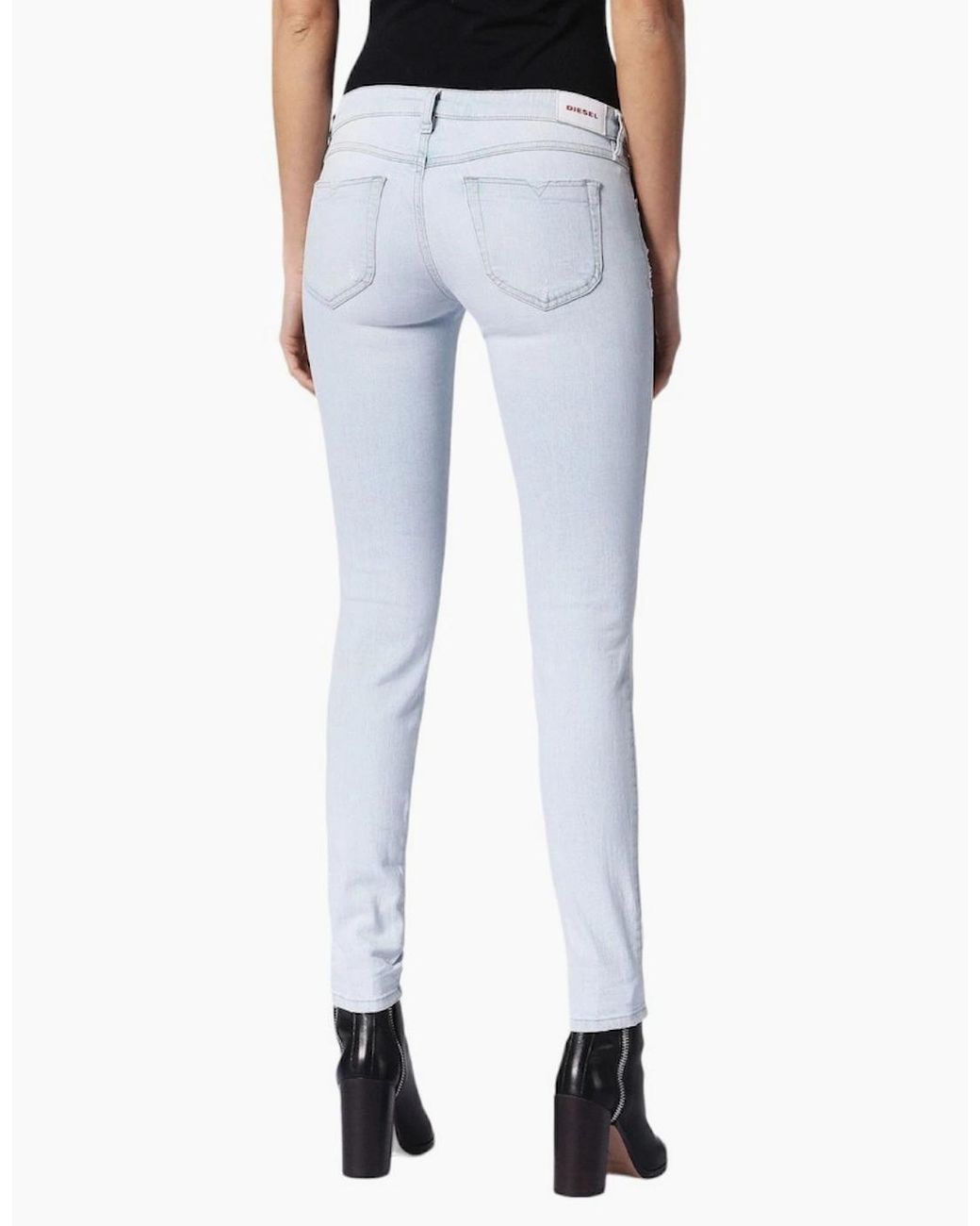 DIESEL Blue Gracey 0689L Jeans Super Slim Skinny Low Waist Fit Pants