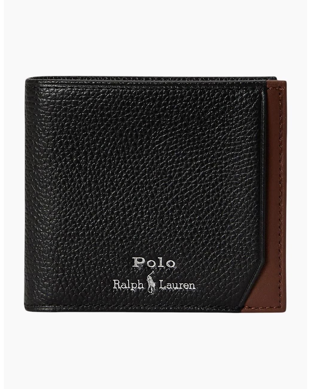 Polo Ralph Lauren Black Ralph Lauren Genuine Leather Wallet Two Tone Billfold Credit Card Holder for men