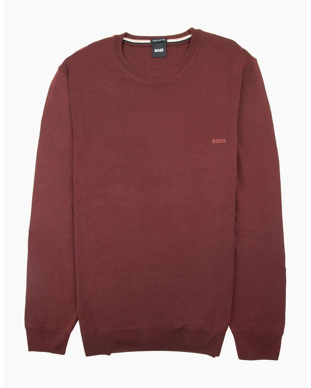 Boss Botto-L Embroidered Logo With Responsible Wool Swe Burgundy 604 for men