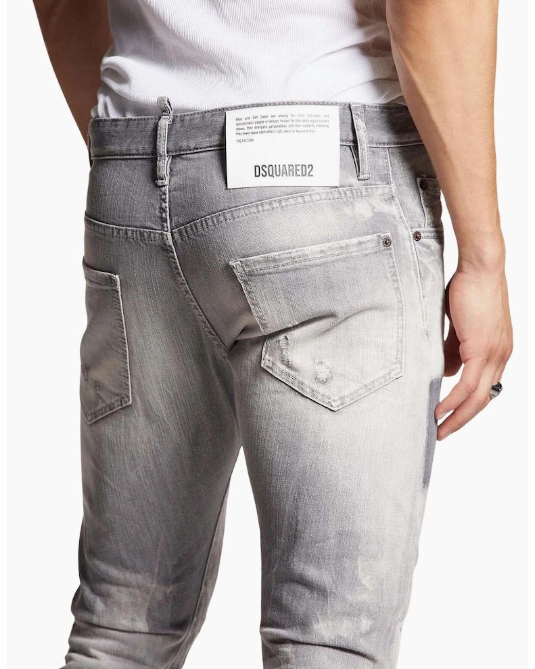 DSquared² Gray Sexy Twist Jeans Worn Faded Style Jeans for men