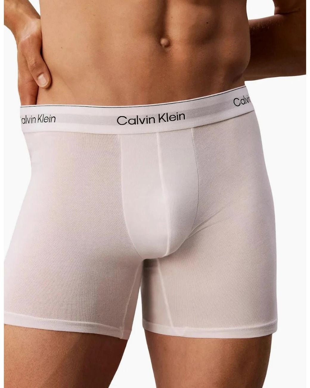 Calvin Klein White 3-Pack Icon Cotton Stretch Boxer Briefs, All for men