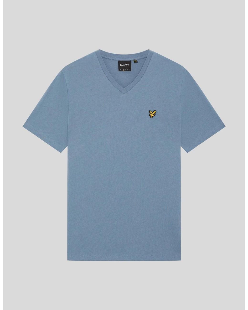 Lyle & Scott Blue Cotton V-Neck T-Shirt for men