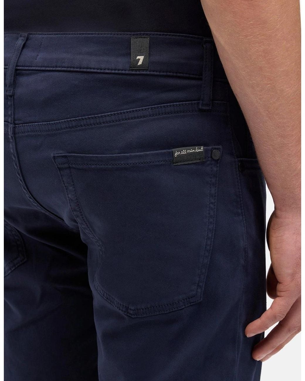 7 For All Mankind Blue Slimmy Slim Fit Luxe Performance Plus Stretch Sateen Jeans for men