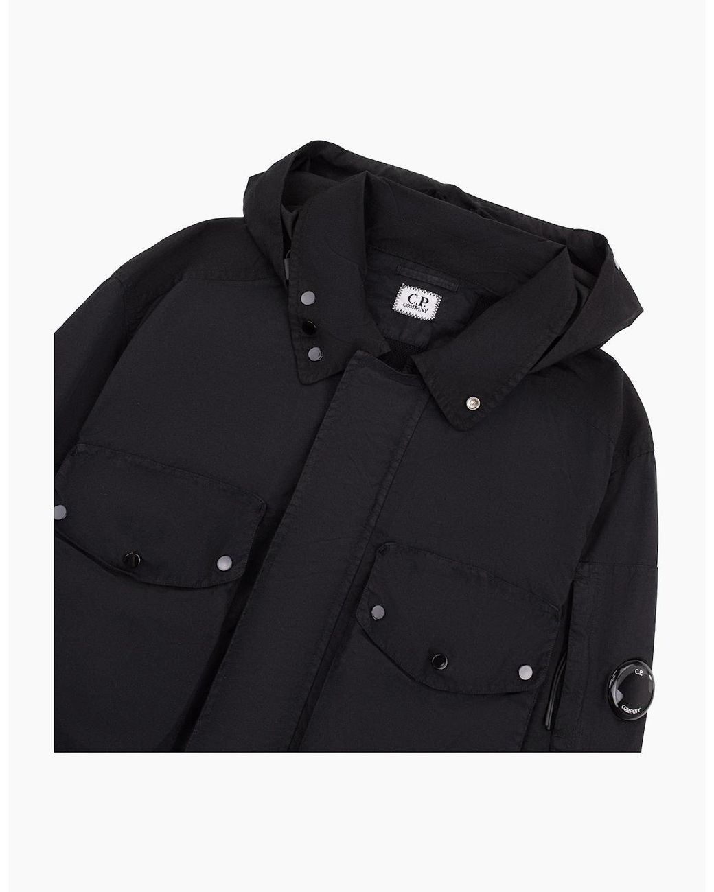 C P Company Black Flatt Nylon Mixed Goggle Overshirt 999 for men