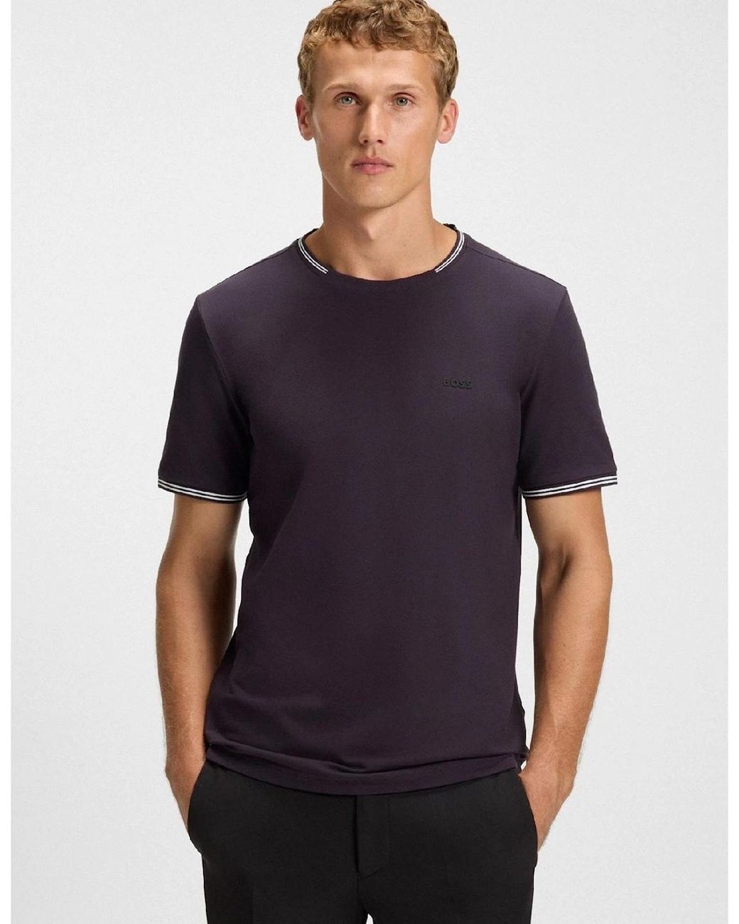 Boss Blue Crew Neck Regular Fit Short Sleeve T-Shirt for men