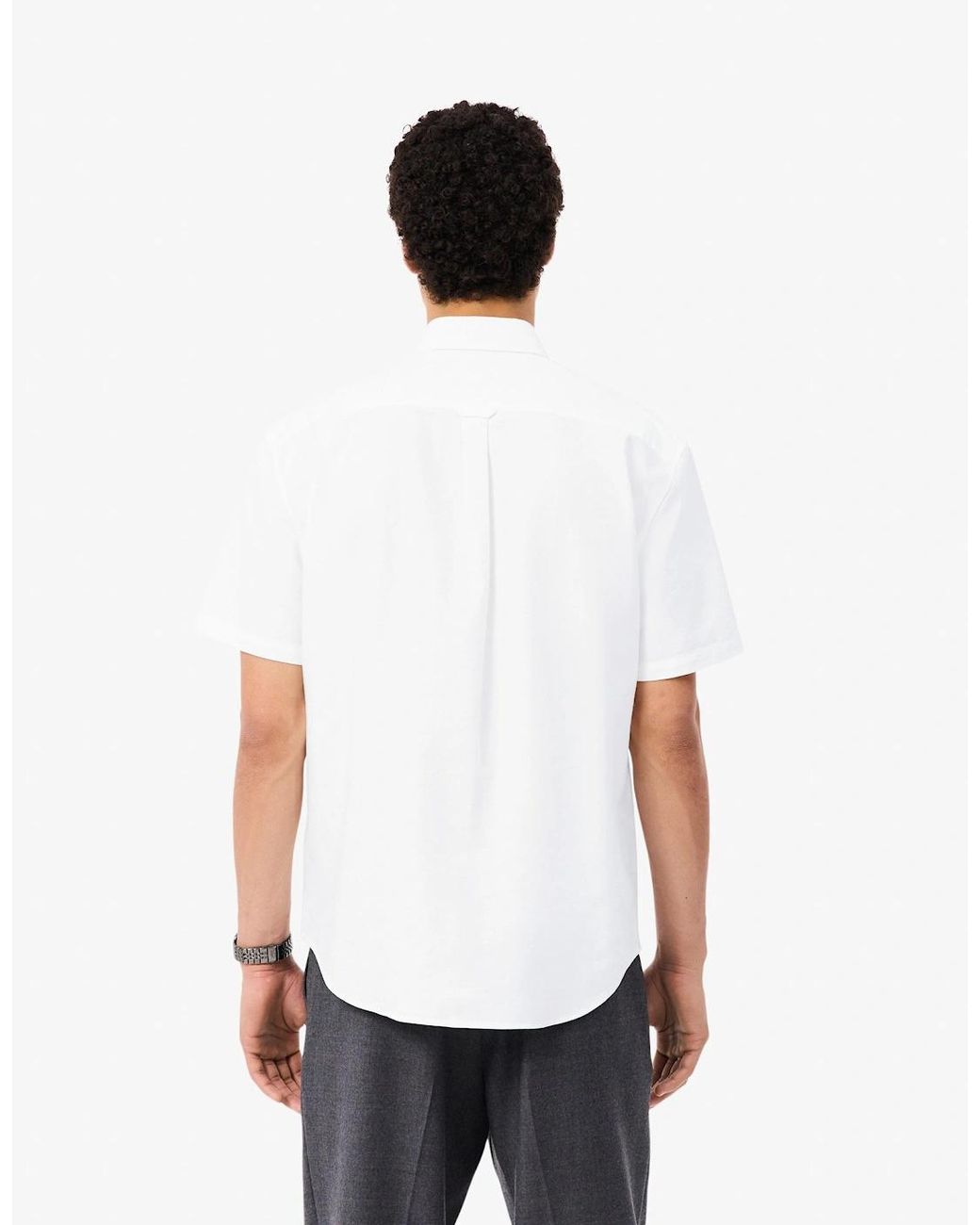 Lacoste White Regular Fit Oxford Shirt for men