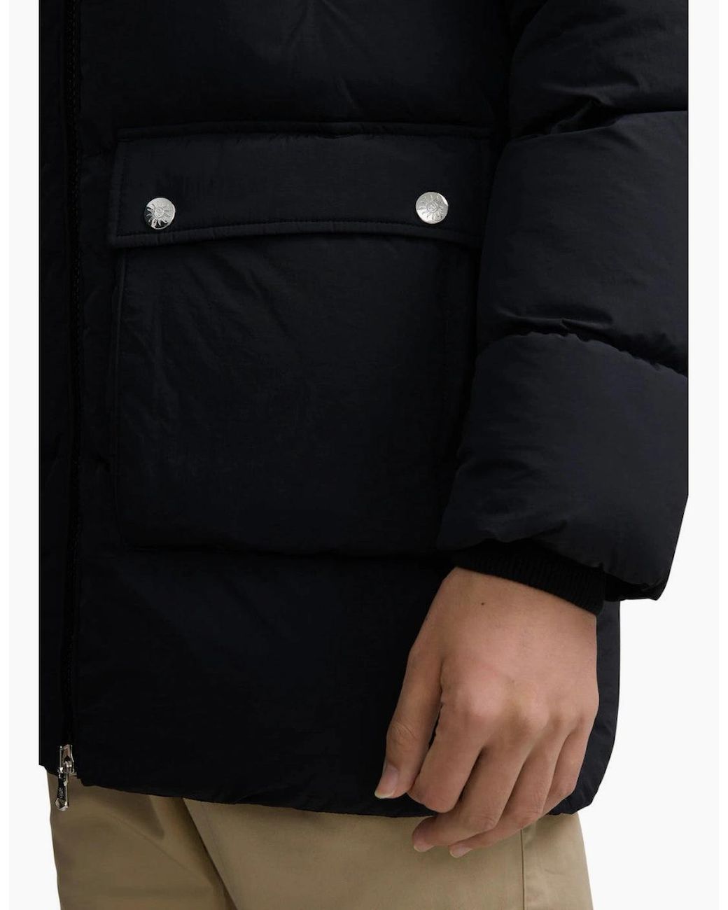 Sandbanks Black Patch Pocket Mid Puffer for men