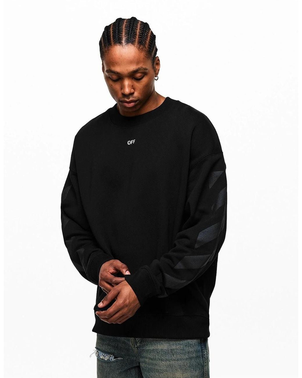 Off-White c/o Virgil Abloh Black Off Cornly Diag Crew for men