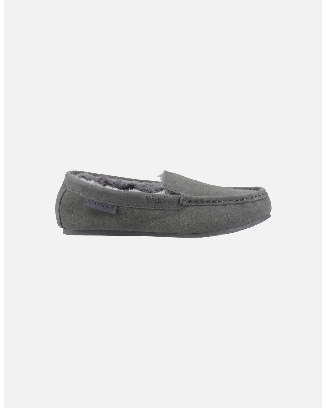 Hush Puppies Gray Annie Mocassin Suede Slippers