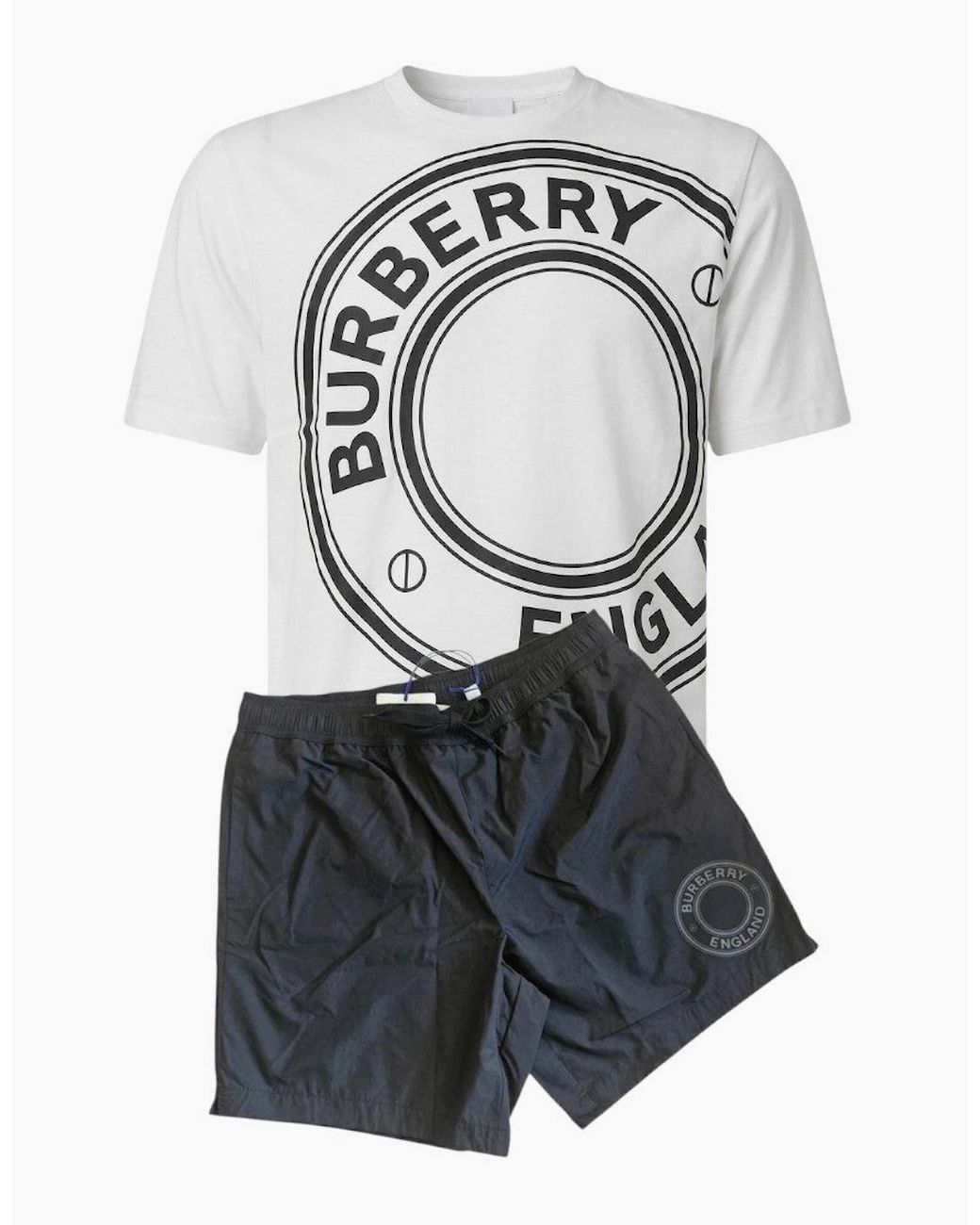Burberry Gray Graphic Print Shorts Set W/B for men