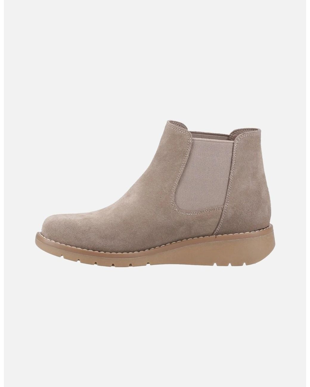 Hush Puppies Natural Leonie Suede Taupe Flat Chelsea Boots