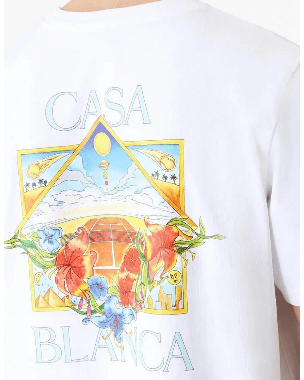 Casablanca White Flower Court Regular Fit T-Shirt for men