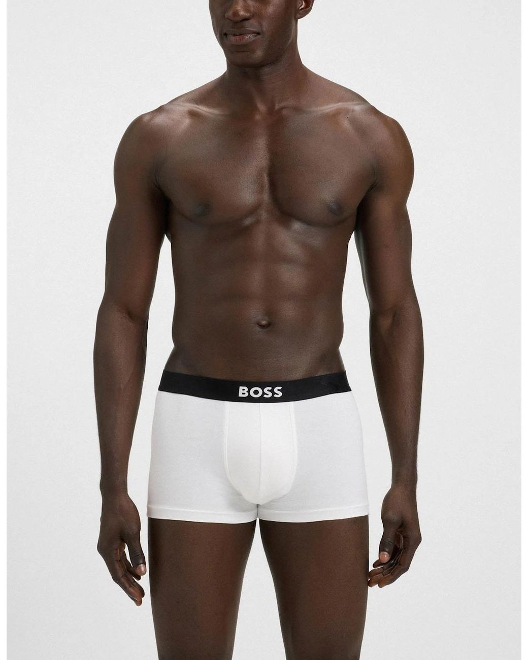 Boss Natural Boss 3-Pack Stretch-Cotton Trunks With Logo Waistbands for men
