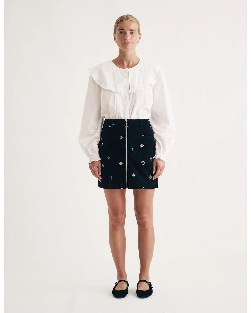 Nobody's Child Black Dalong Mini Floral Patterned A-Line Skirt
