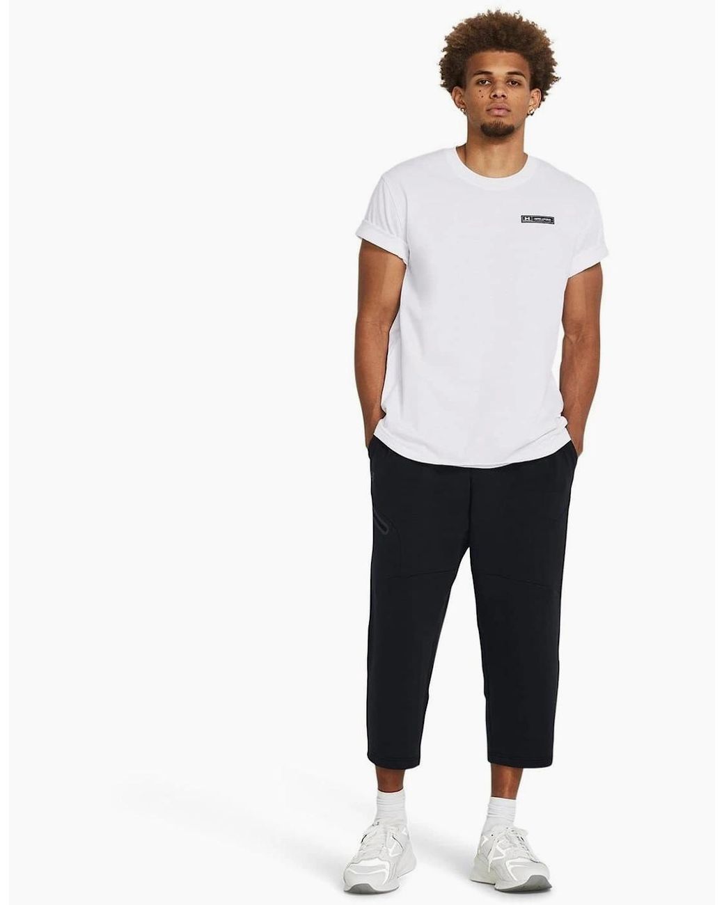 Under Armour Blue Fleece Solid Patterned Baggy Sweatpants for men