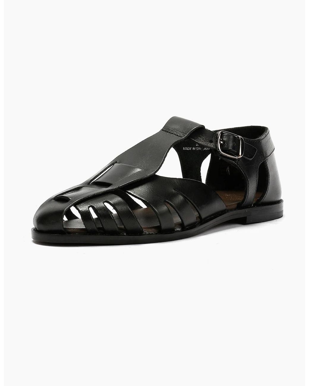 Hudson Black Nova Veg Tanned Leather Sandal