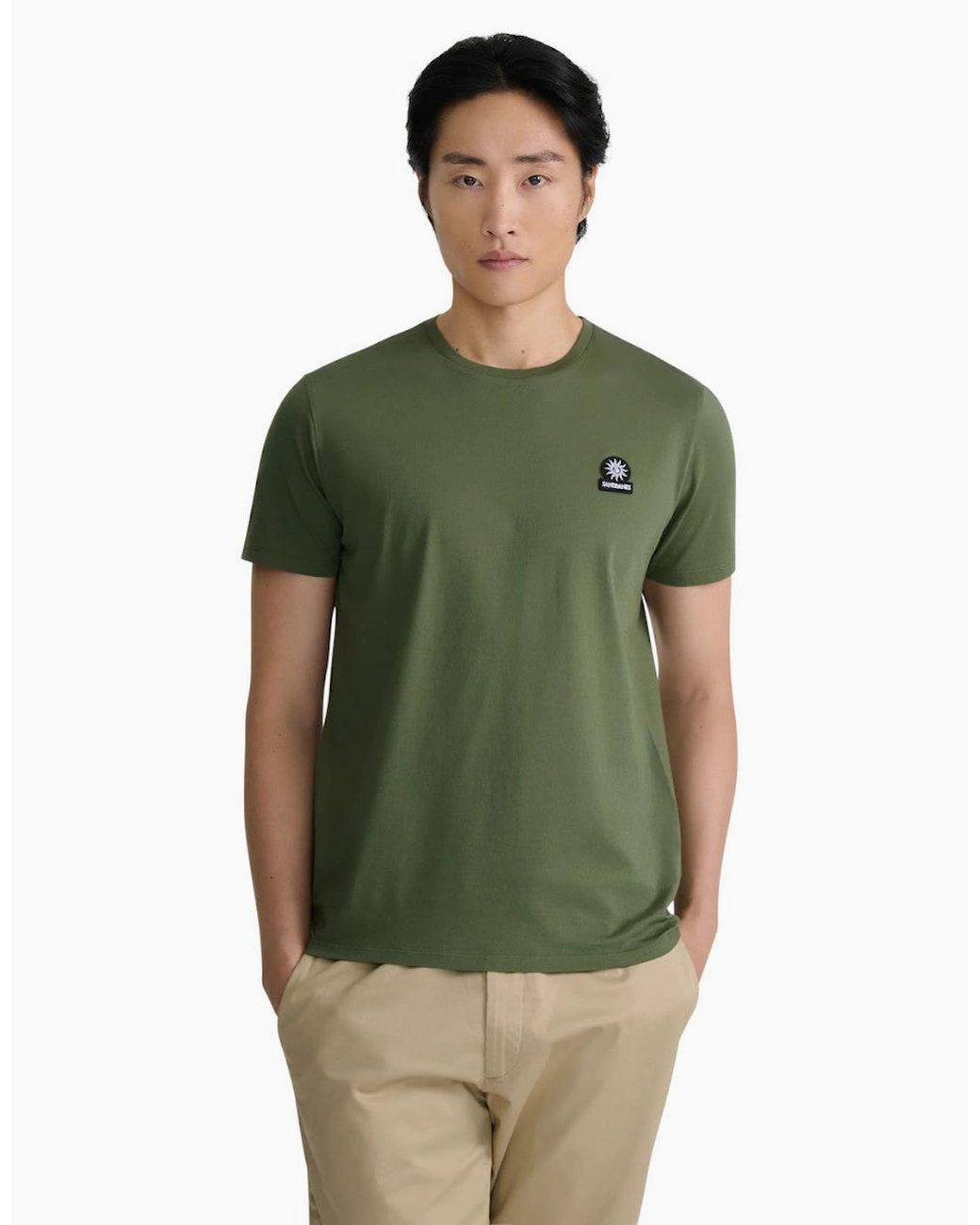 Sandbanks Green Mercerised Badge T-Shirt A1-26 for men
