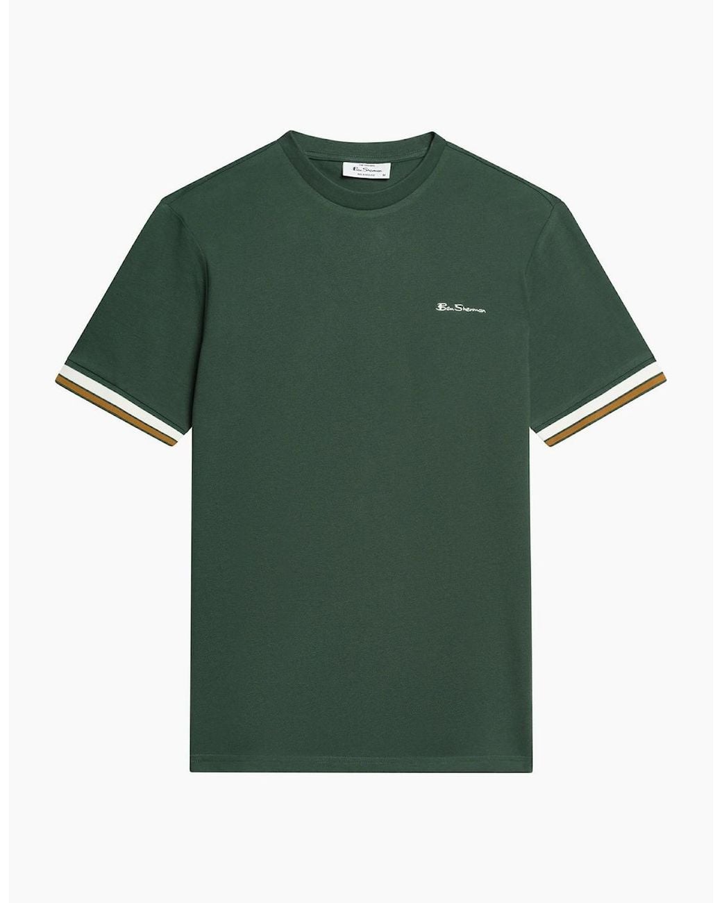 Ben Sherman Green Textured Tipped Short Sleeve T-Shirt for men