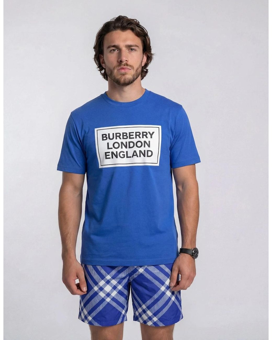 Burberry Blue London England Logo T-Shirt for men