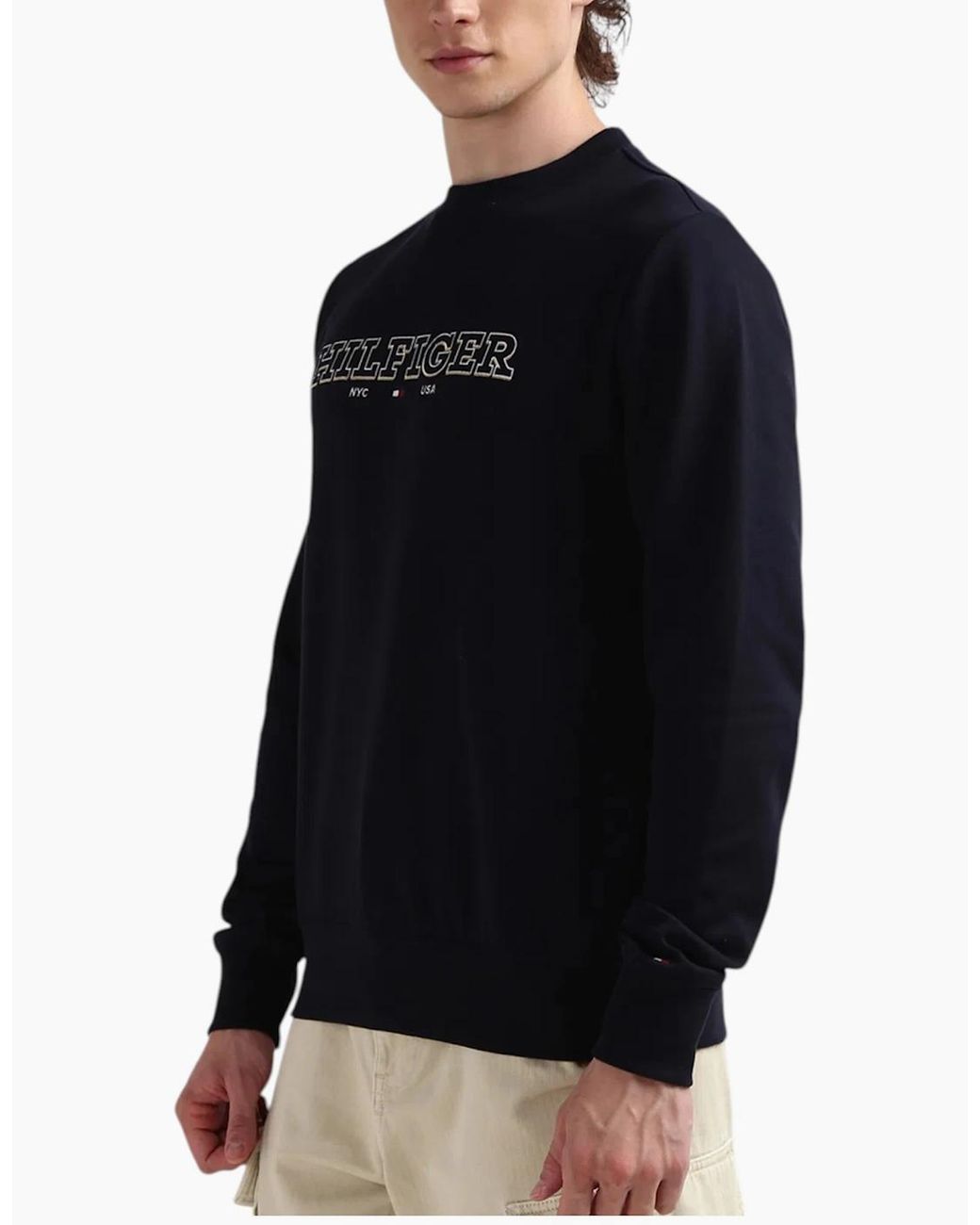 Tommy Hilfiger Blue Sweatshirt Casual Cotton Pullover New Crew Neck Sweatshirt for men