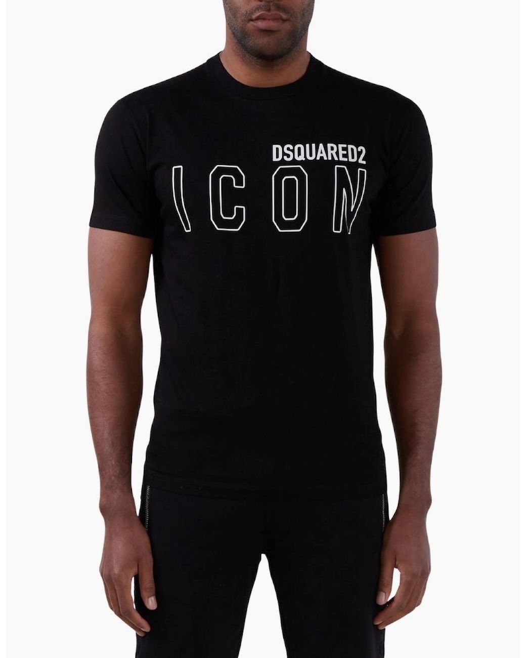 DSquared² Black Icon Outline Logo T-Shirt for men