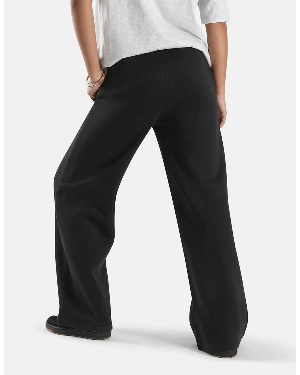Reebok Black Id 2-Col Logo Wide Leg Pants Cotton Sweatpants